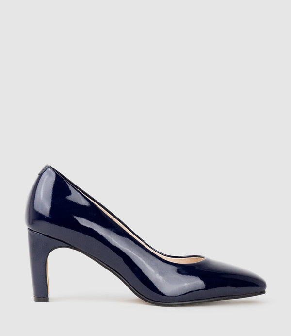 Navy medium heel shoes fashion