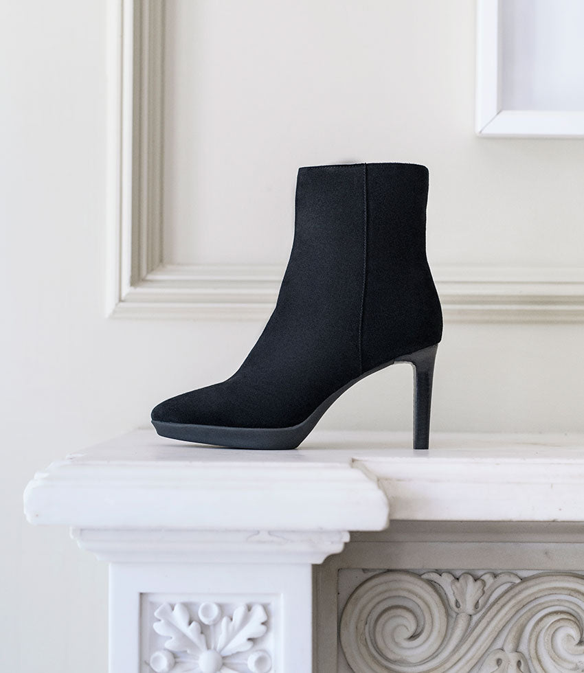 UNI85 Platform Ankle Boot in Black Suede