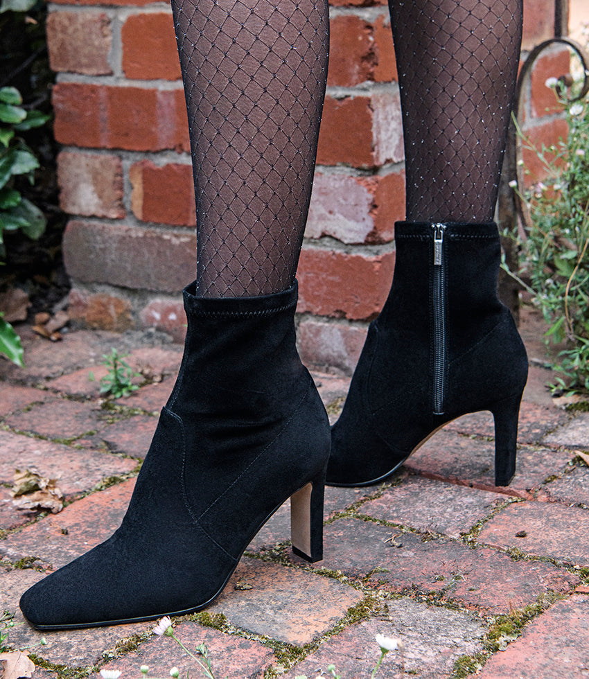 Black suede outlet heeled ankle boot