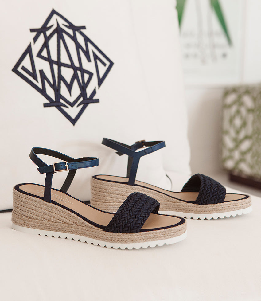 MARTINA Woven Front Espadrille in Navy - Edward Meller