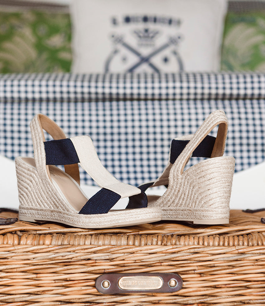 MYRTIA Elastic Espadrille in Navy - Edward Meller