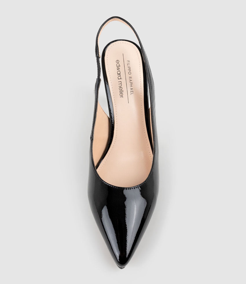 ARILLA85 Slingback Pump in Black Patent - Edward Meller