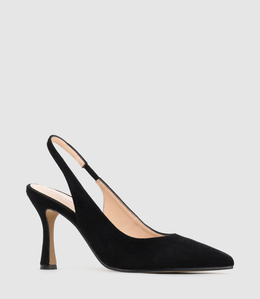 ARILLA85 Slingback Pump in Black Suede - Edward Meller