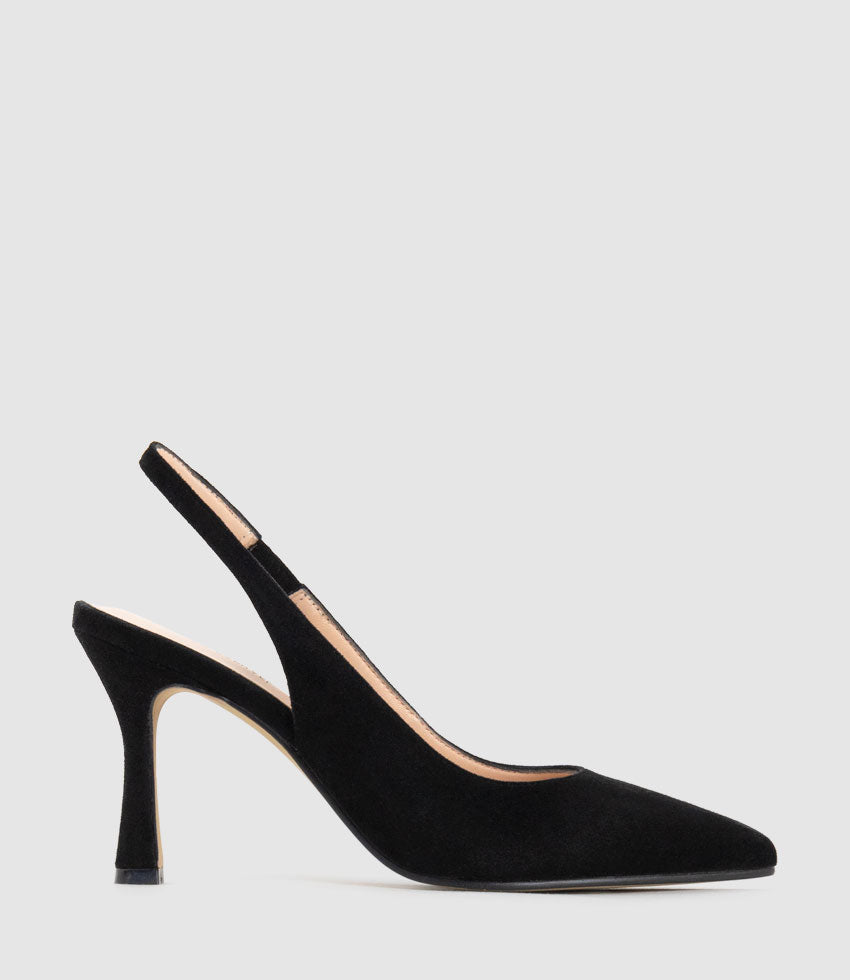 ARILLA85 Slingback Pump in Black Suede - Edward Meller