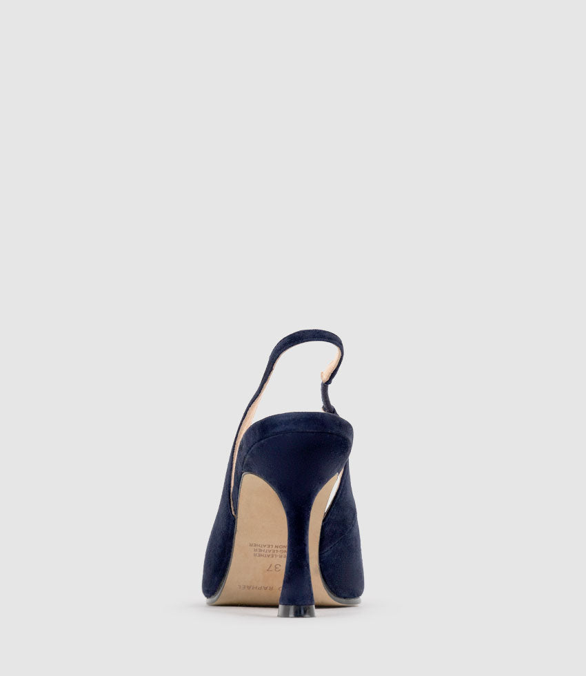 ARILLA85 Slingback Pump in Navy Suede - Edward Meller