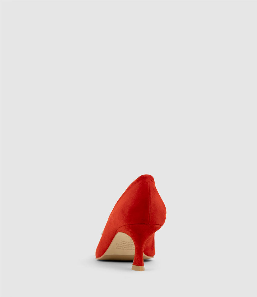 ARTIFICE60 Pump with Crystal Ornament in Red Suede - Edward Meller