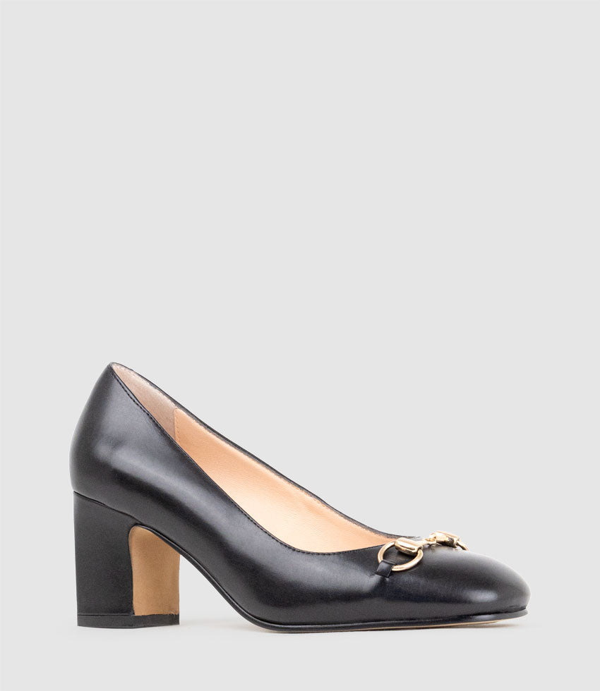 CHANELLE65 Pump with Trim in Black Calf - Edward Meller