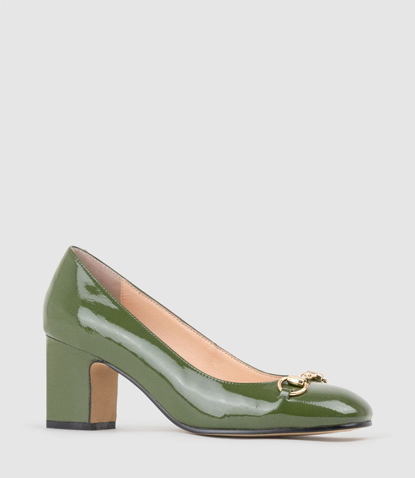 CHANELLE65 Pump with Trim in Grass Patent - Edward Meller