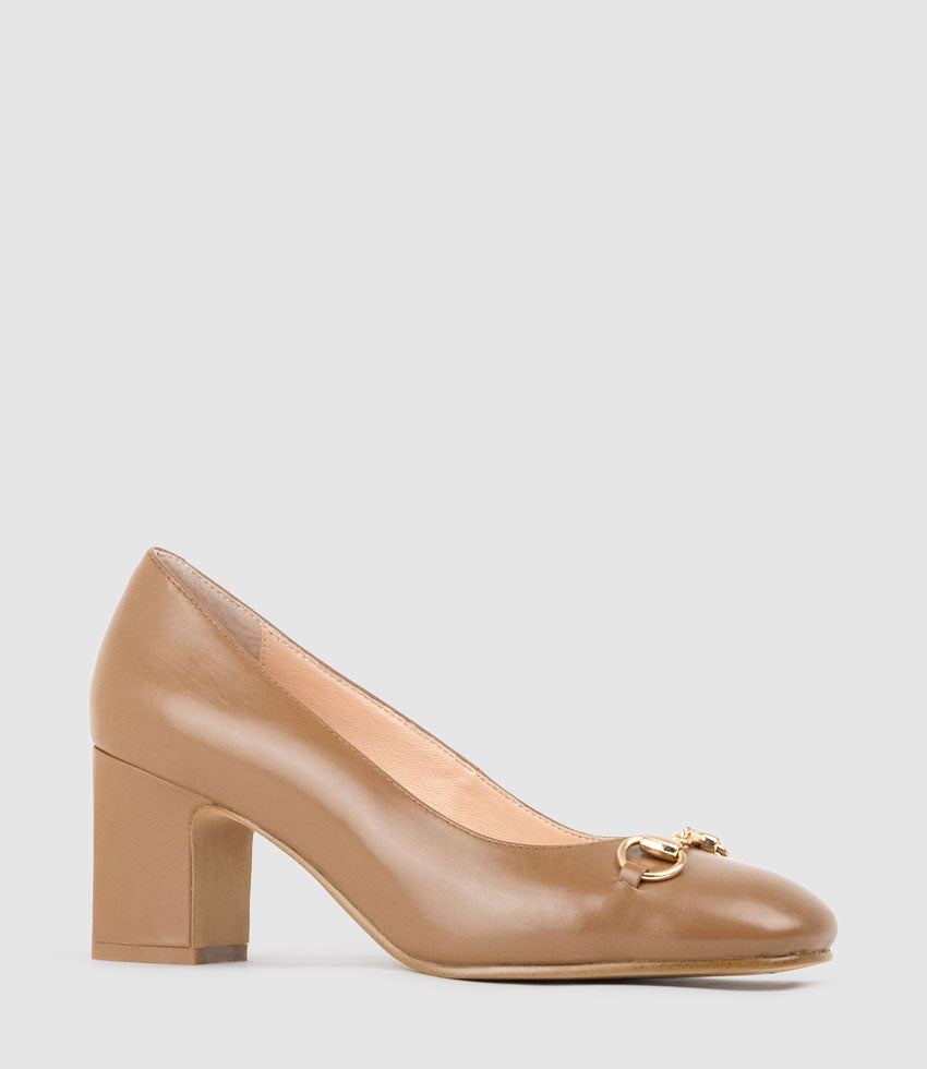 CHANELLE65 Pump with Trim in Tan Calf - Edward Meller