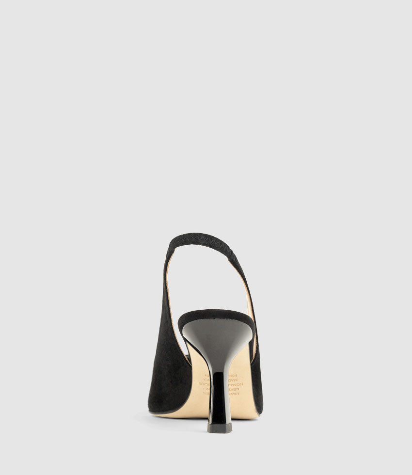 DELANEY80 Slingback with Ornament in Black Suede - Edward Meller