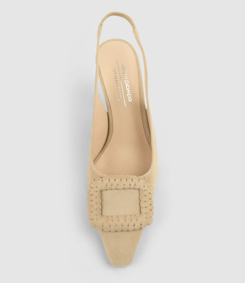 DELANEY80 Slingback with Ornament in Camel Suede - Edward Meller