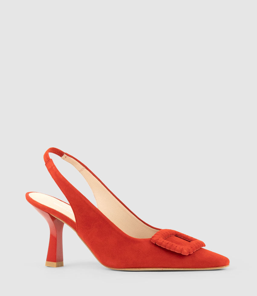 DELANEY80 Slingback with Ornament in Red Suede - Edward Meller