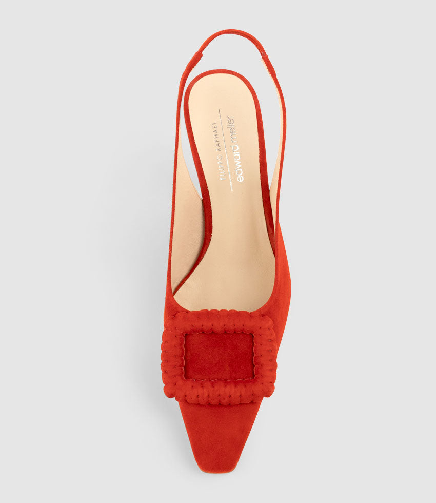 DELANEY80 Slingback with Ornament in Red Suede - Edward Meller