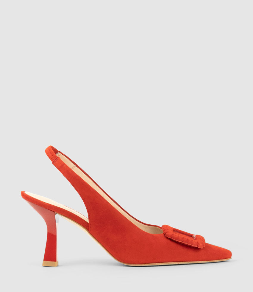 DELANEY80 Slingback with Ornament in Red Suede - Edward Meller