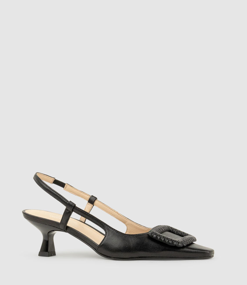 DEMETER60 Slingback with Ornament in Black - Edward Meller