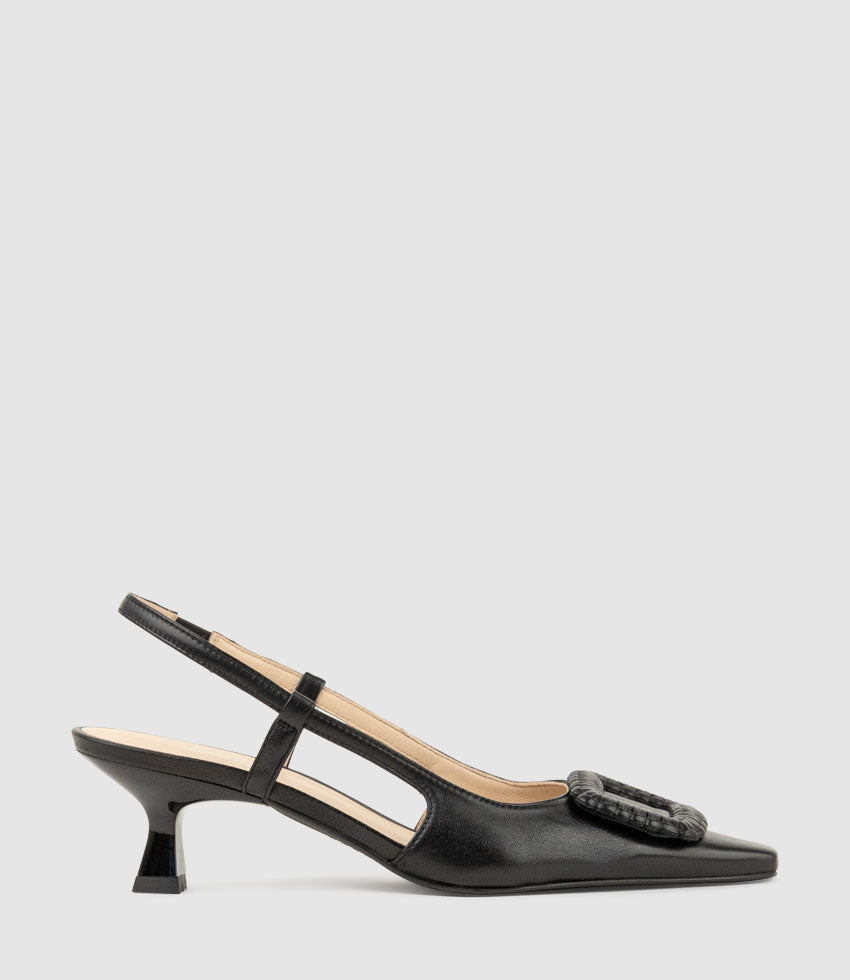 DEMETER60 Slingback with Ornament in Black - Edward Meller