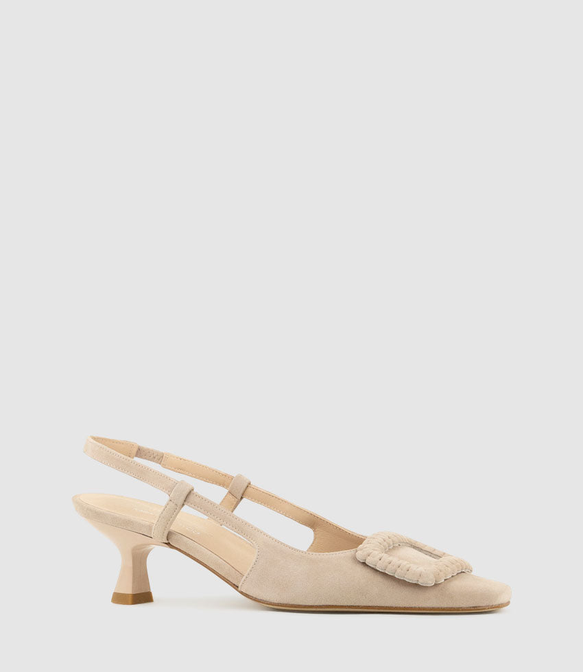 DEMETER60 Slingback with Ornament in Nude Suede - Edward Meller