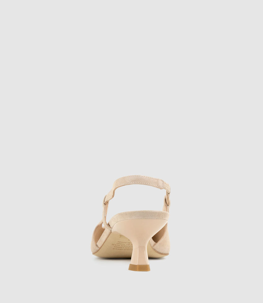 DEMETER60 Slingback with Ornament in Nude Suede - Edward Meller