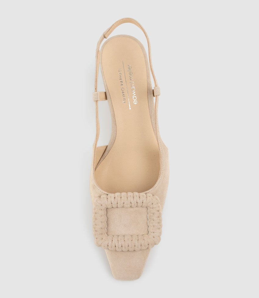 DEMETER60 Slingback with Ornament in Nude Suede - Edward Meller