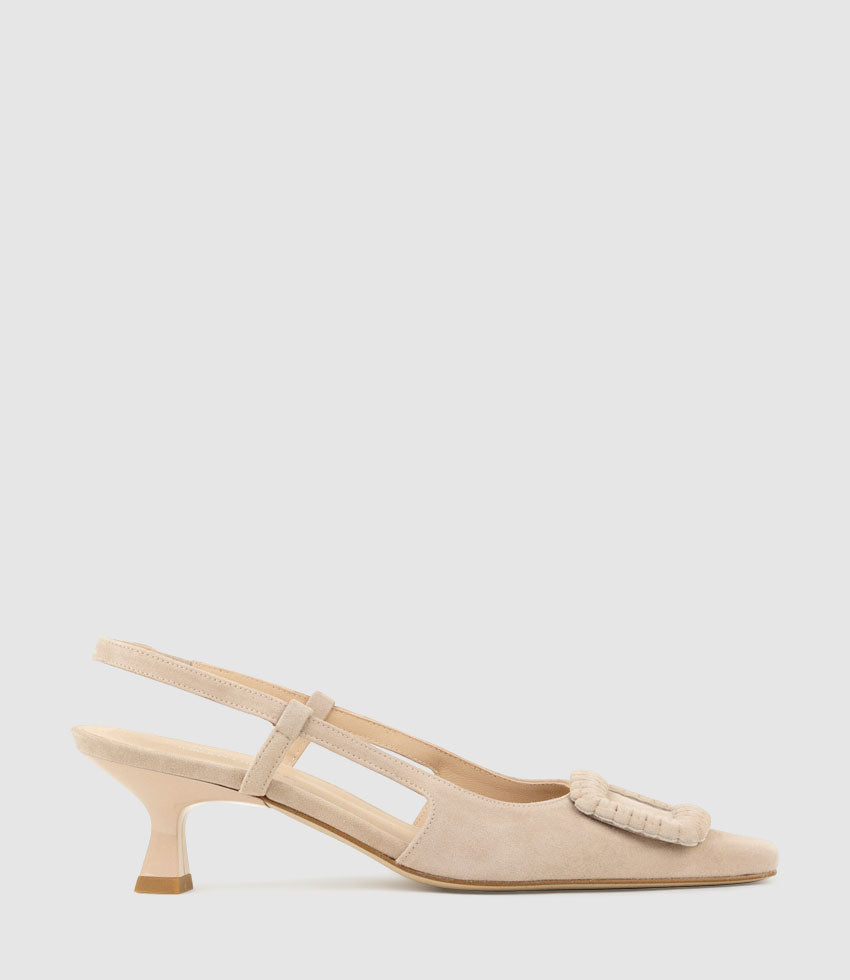 DEMETER60 Slingback with Ornament in Nude Suede - Edward Meller