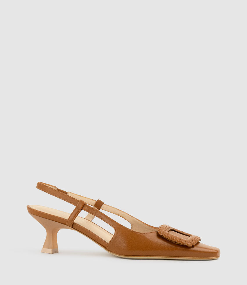 DEMETER60 Slingback with Ornament in Tan - Edward Meller