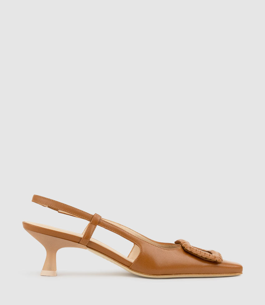 DEMETER60 Slingback with Ornament in Tan - Edward Meller