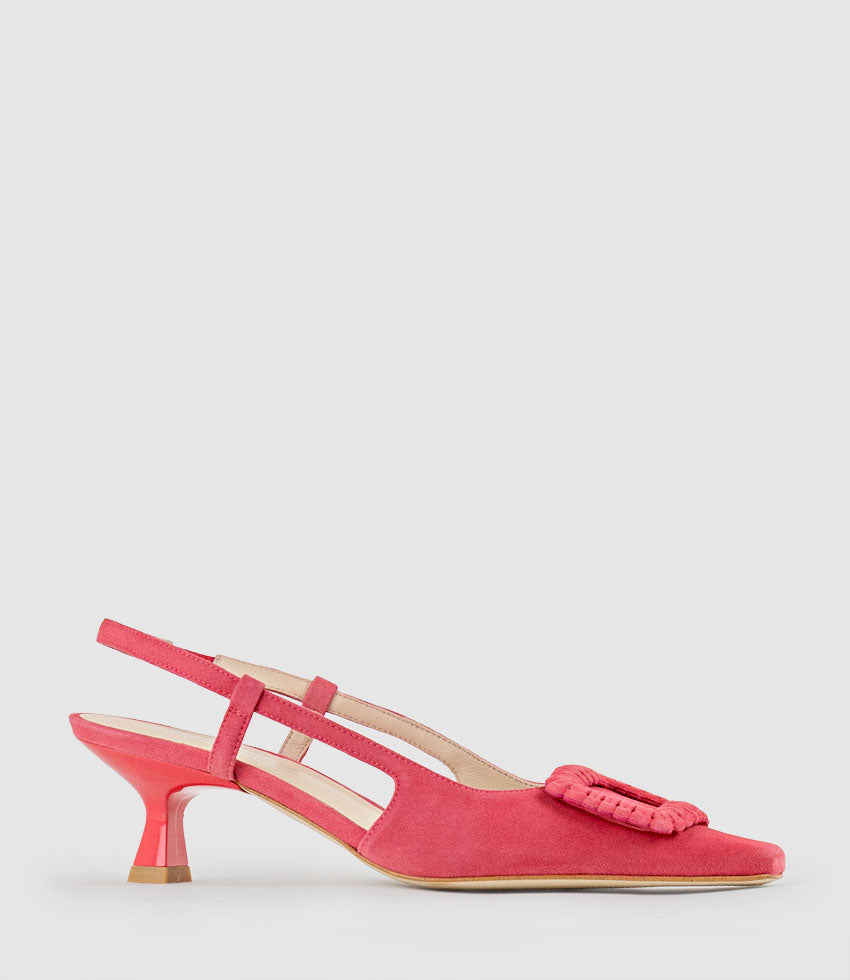 DEMETER60 Slingback with Ornament in Watermelon Suede - Edward Meller