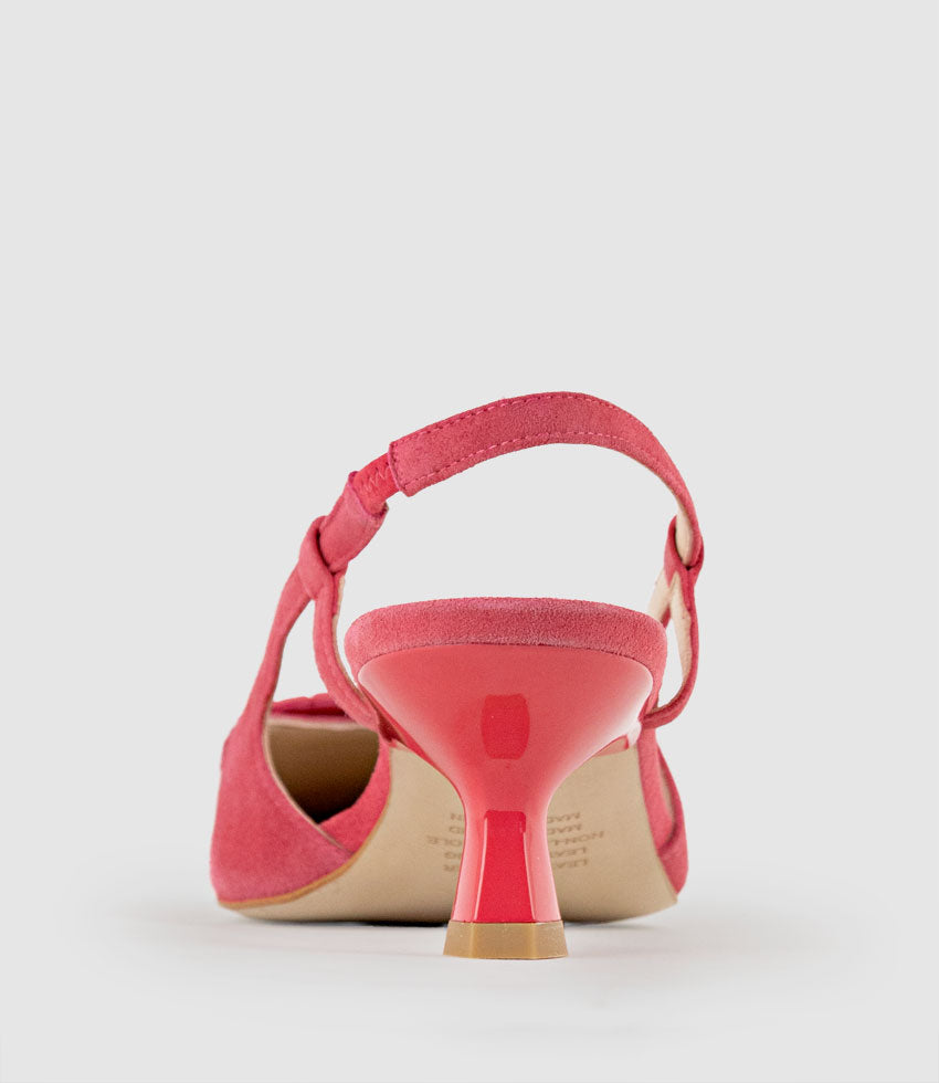 DEMETER60 Slingback with Ornament in Watermelon Suede - Edward Meller