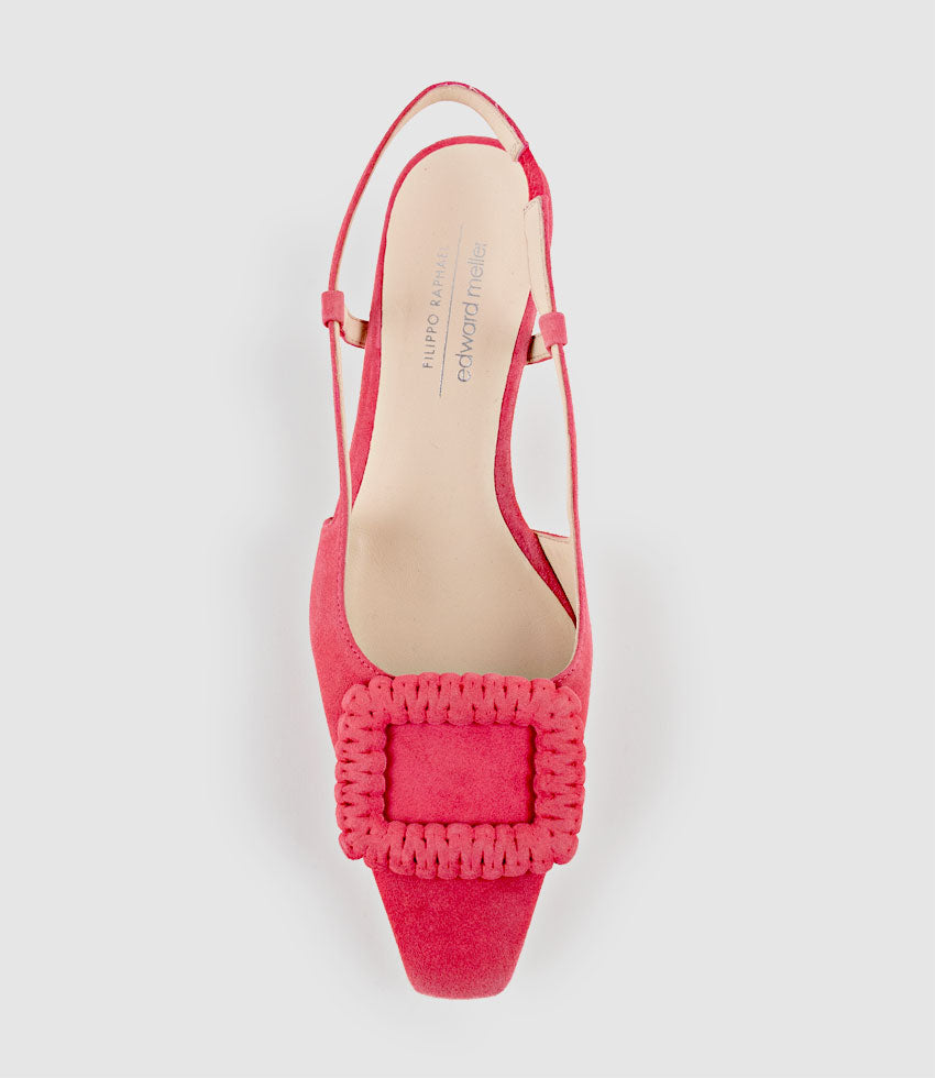 DEMETER60 Slingback with Ornament in Watermelon Suede - Edward Meller