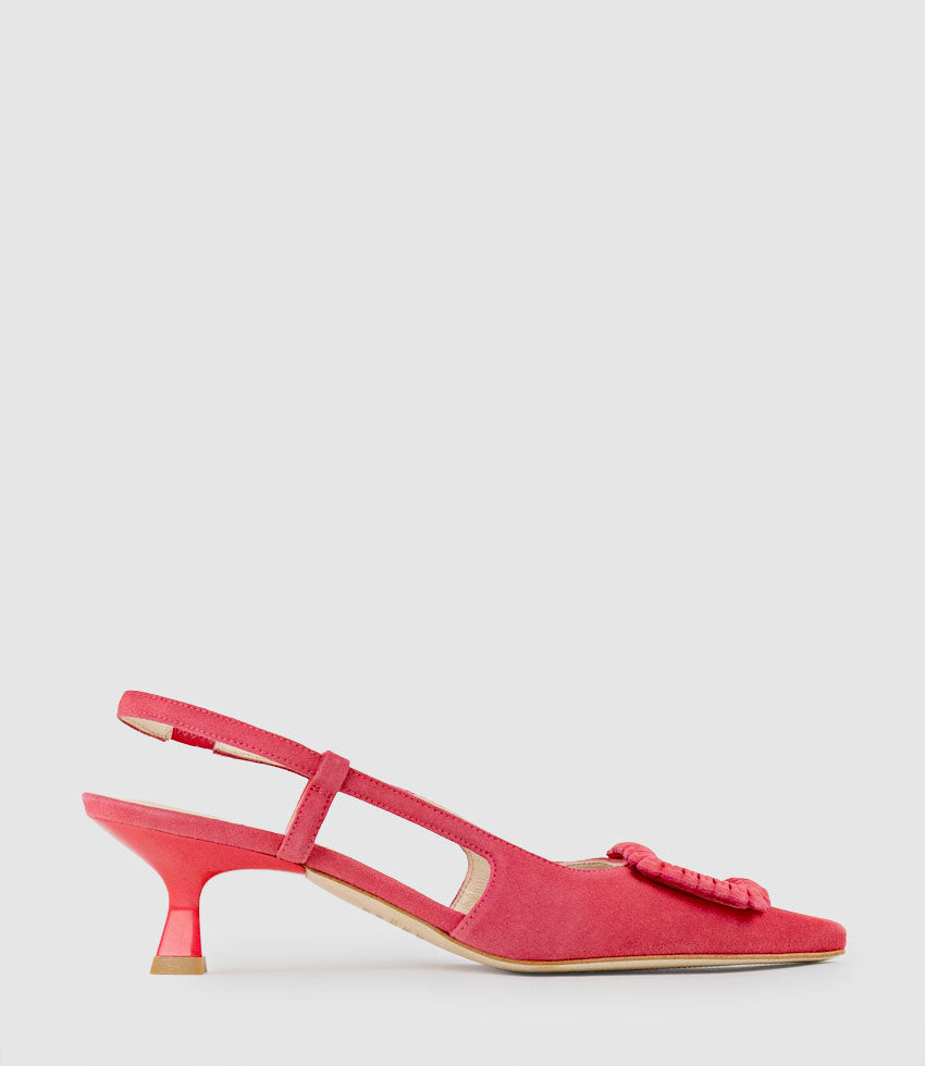 DEMETER60 Slingback with Ornament in Watermelon Suede - Edward Meller