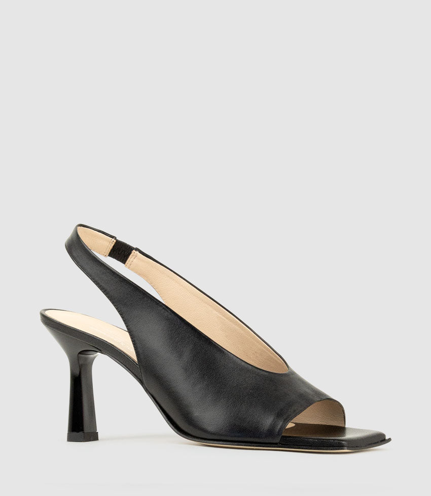 DESTINY90 Open Toe Slingback in Black - Edward Meller