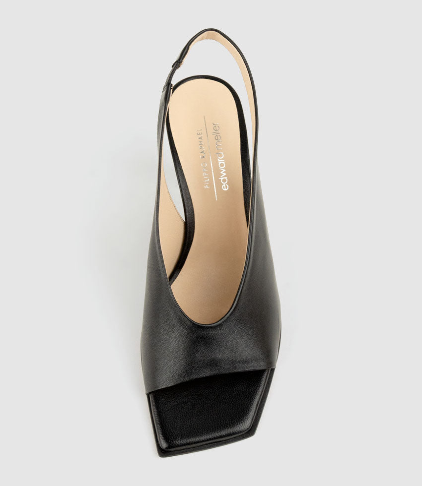 DESTINY90 Open Toe Slingback in Black - Edward Meller