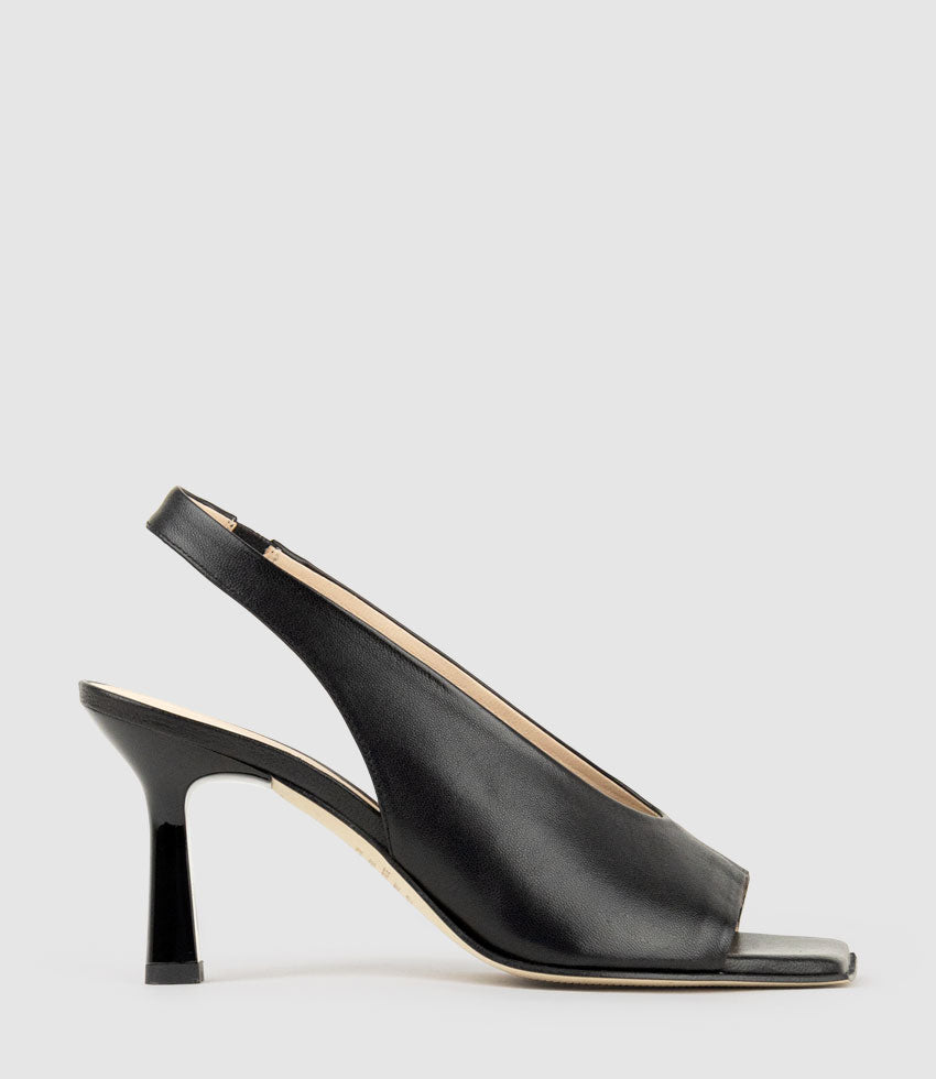 DESTINY90 Open Toe Slingback in Black - Edward Meller