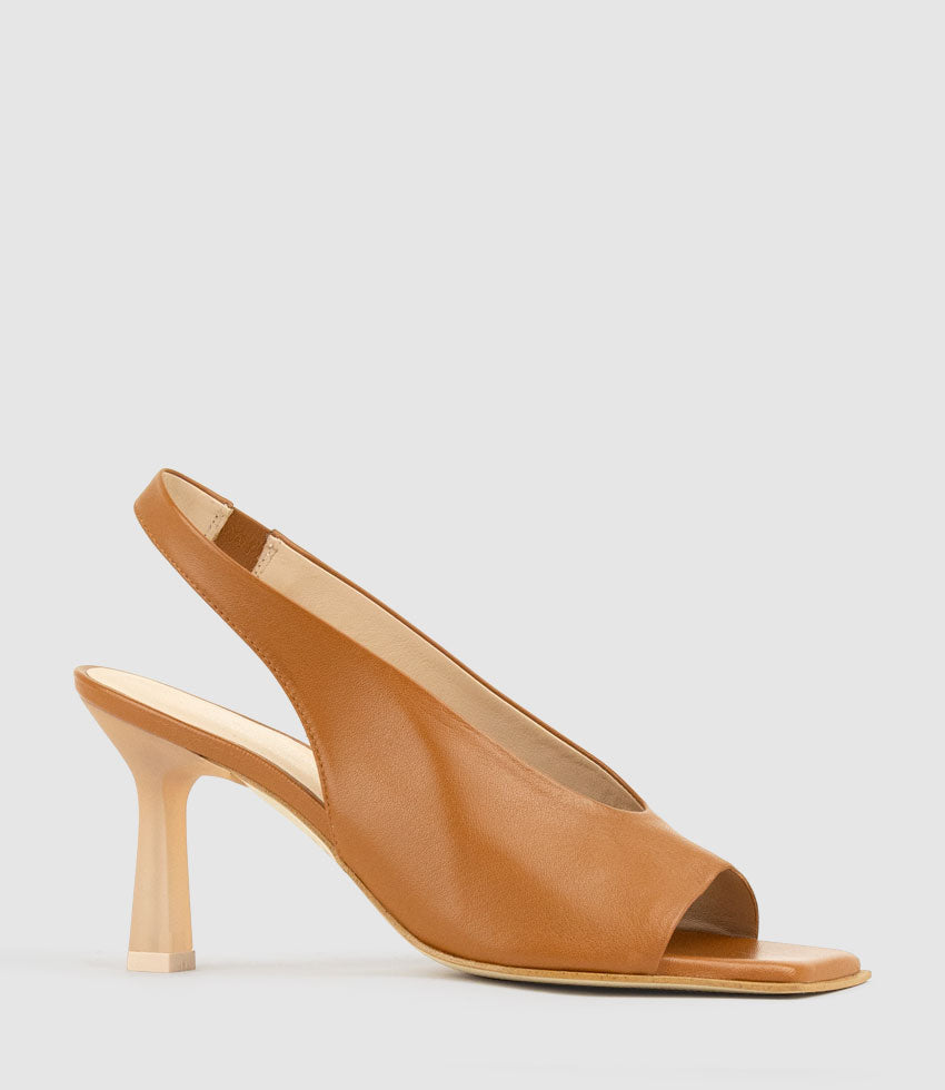 DESTINY90 Open Toe Slingback in Tan - Edward Meller