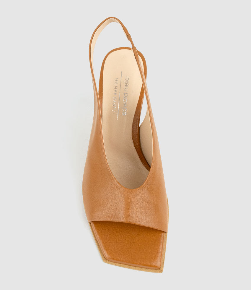 DESTINY90 Open Toe Slingback in Tan - Edward Meller