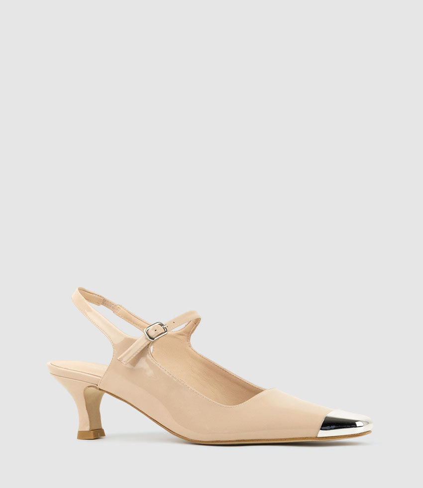 DEVINA60 Mary Jane Slingback Pump in Nude Patent - Edward Meller