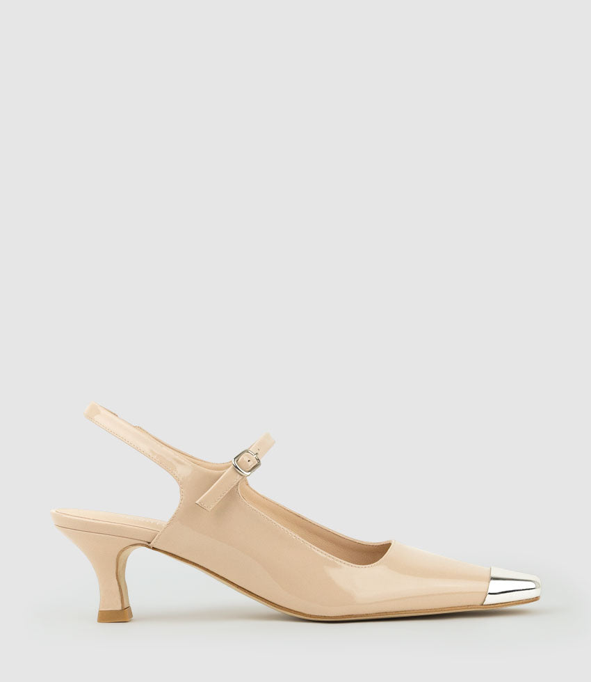 DEVINA60 Mary Jane Slingback Pump in Nude Patent - Edward Meller