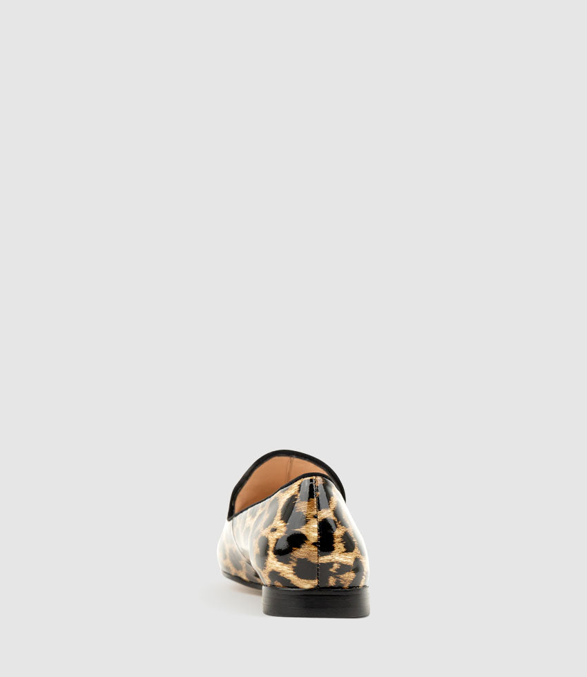 DEVLIN Smoking Slipper in Leopard Patent - Edward Meller