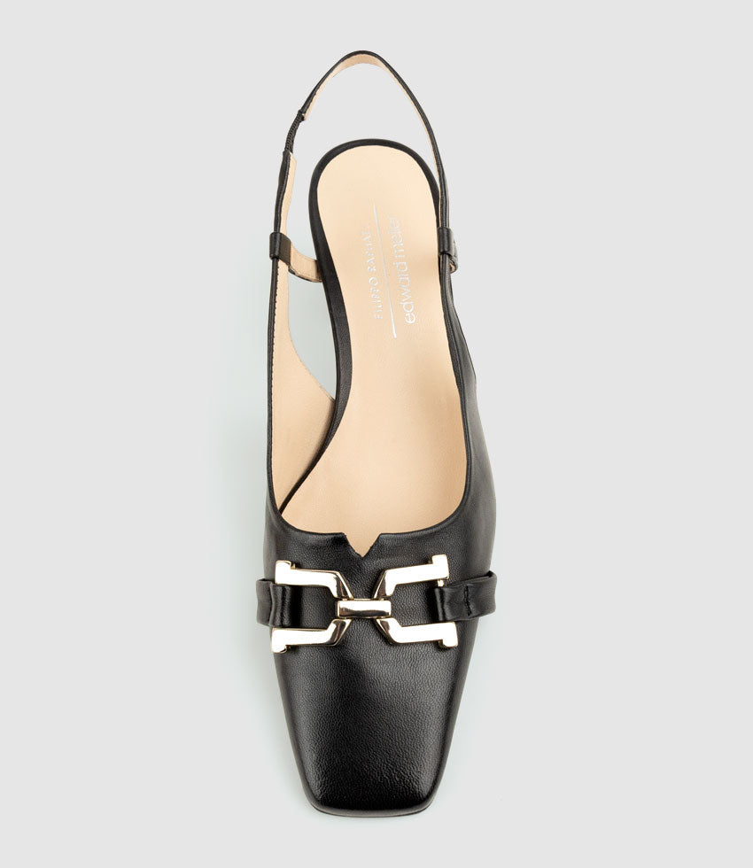 DORINDA70 Block Heel Slingback in Black - Edward Meller