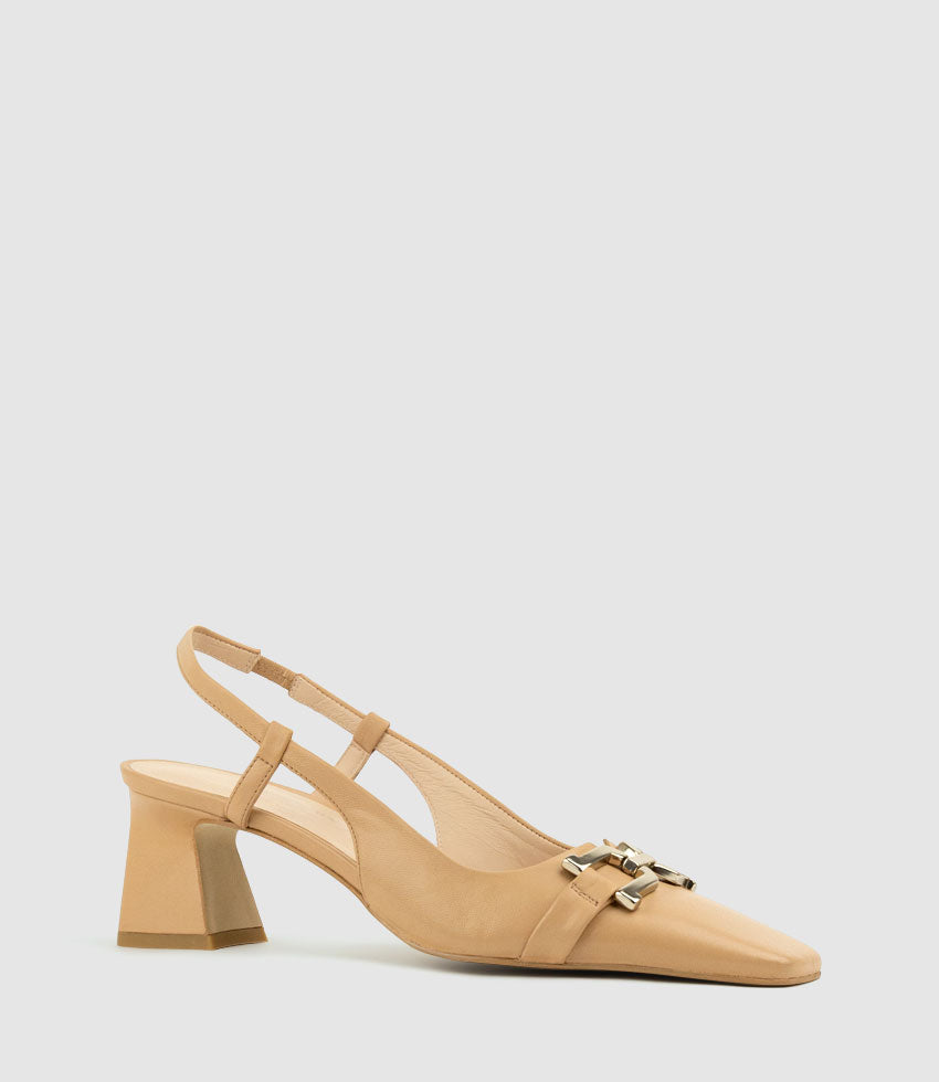 DORINDA70 Block Heel Slingback in Tan - Edward Meller