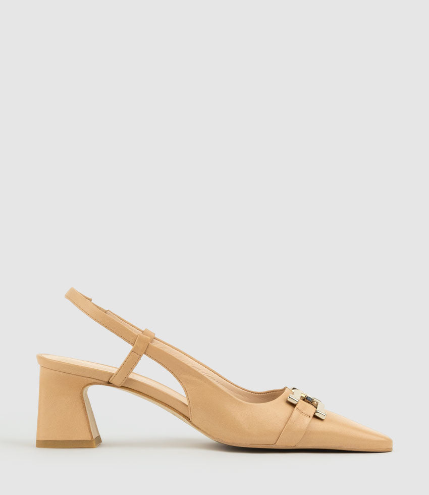 DORINDA70 Block Heel Slingback in Tan - Edward Meller