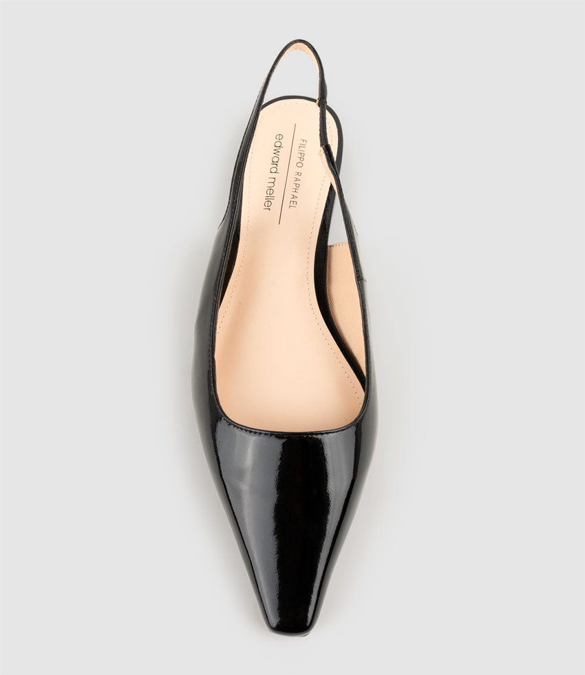 ELIANA Chiselled Slingback in Black Patent - Edward Meller