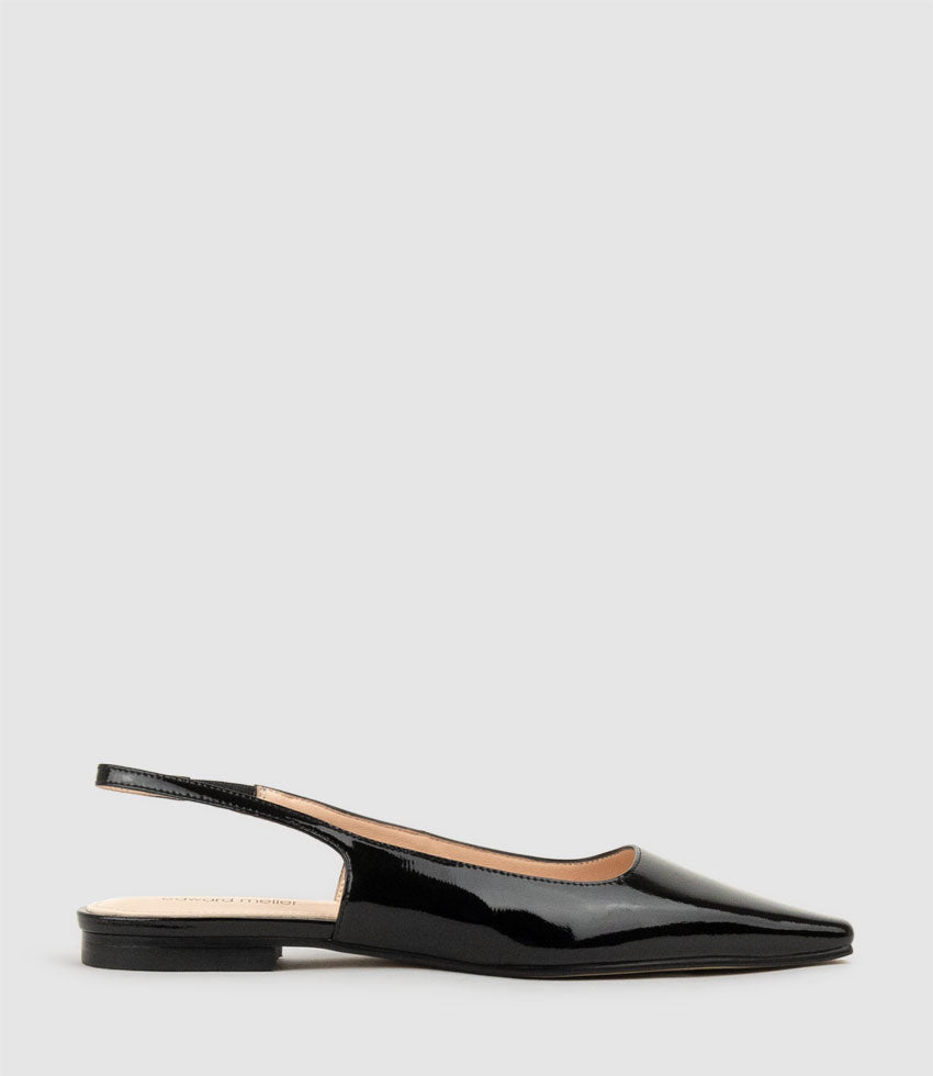 ELIANA Chiselled Slingback in Black Patent - Edward Meller