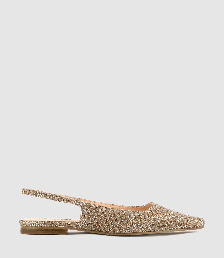 ELIANA Chiselled Slingback in Copper Metallic Fabric - Edward Meller