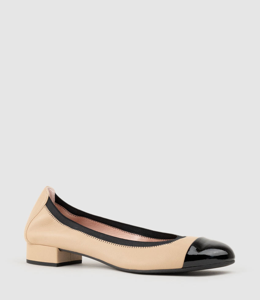 ELSIE Cap Toe Elastic Throat Ballet in Nude - Edward Meller