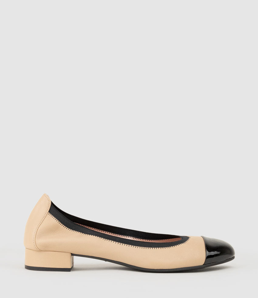 ELSIE Cap Toe Elastic Throat Ballet in Nude - Edward Meller