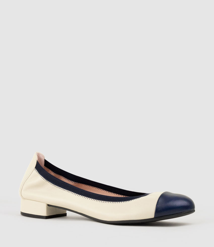 ELSIE Cap Toe Elastic Throat Ballet in Offwhite