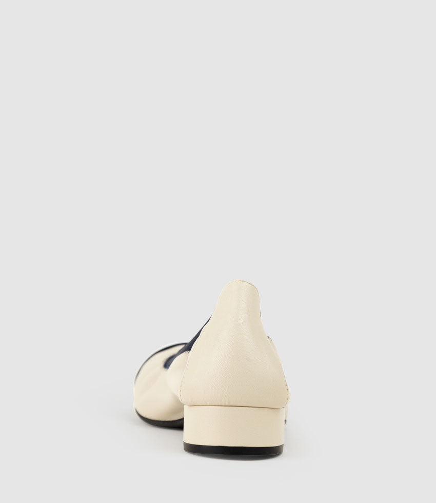 ELSIE Cap Toe Elastic Throat Ballet in Offwhite - Edward Meller