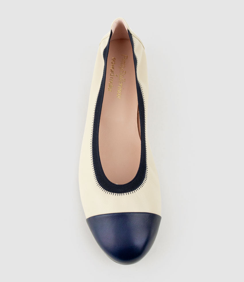 ELSIE Cap Toe Elastic Throat Ballet in Offwhite