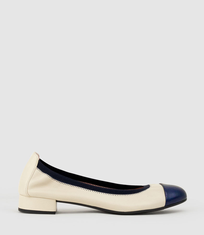 ELSIE Cap Toe Elastic Throat Ballet in Offwhite